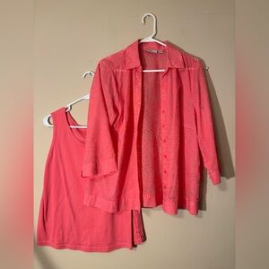 Studio Works Coral Shirt and Tank Set